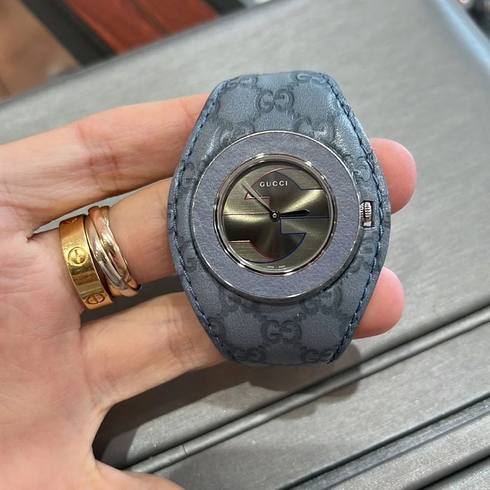 Gucci U-Play Blue Guccissima Bandeau Womens Watch YA129427 - Picture 2 of 5